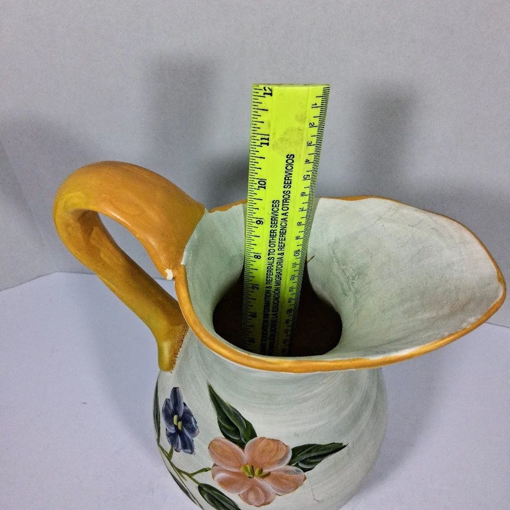 Hand Painted Large Decorative Floral Ceramic Pitcher/Vase/Accent/Adornment